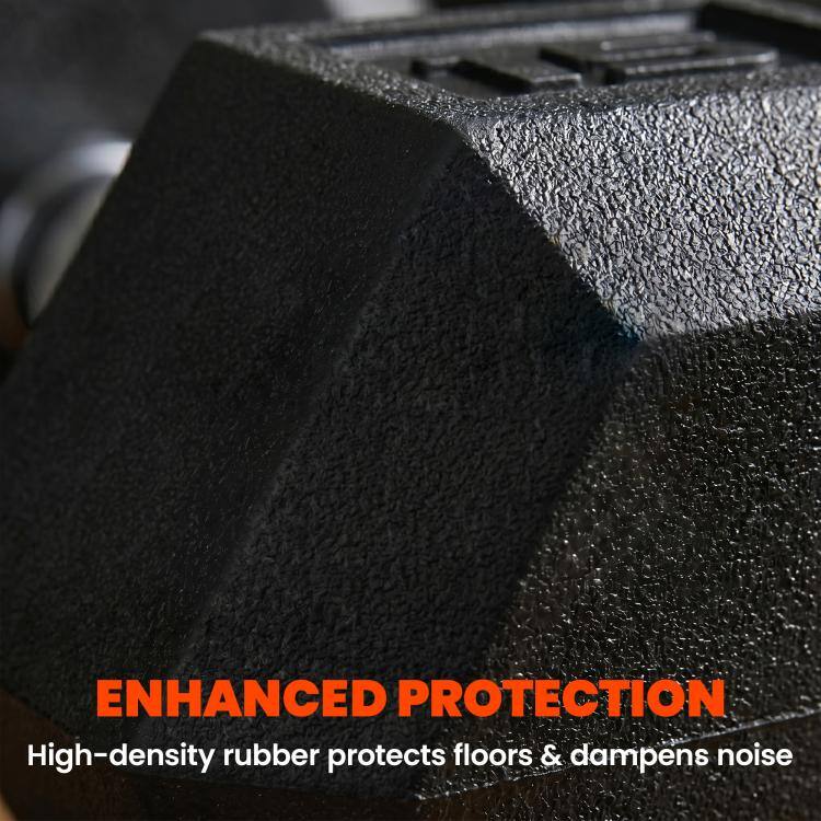 ENHANCED PROTECTION  
High-density rubber protects floors & dampens noise