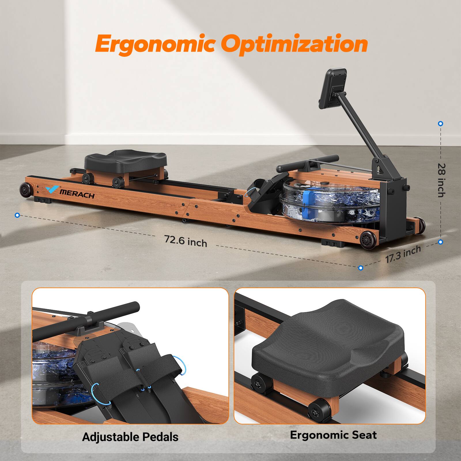 Ergonomic Optimization

MERACH

28 inch
72.6 inch
17.3 inch

Adjustable Pedals
Ergonomic Seat