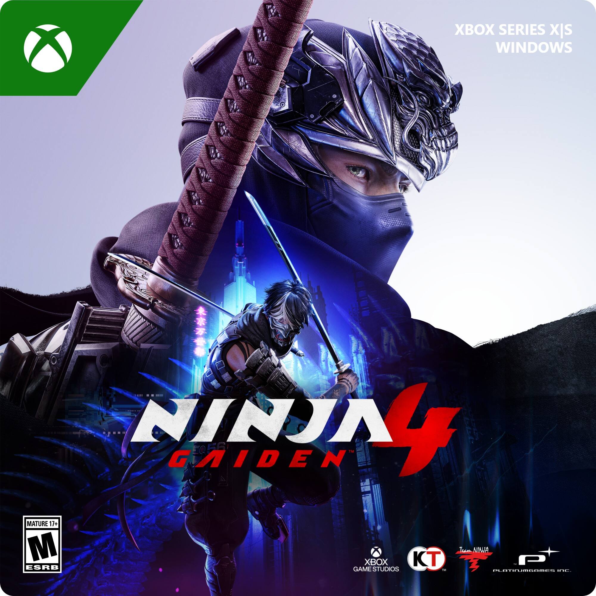 XBOX SERIES X|S WINDOWS  
NINJA GAIDEN  
MATURE 17+  
ESRB  
GAME STUDIOS  
KT  
Team NINJA  
PLATINUMGAMES INC.  
CLOTHING00E0.E - M (Mature 17+)