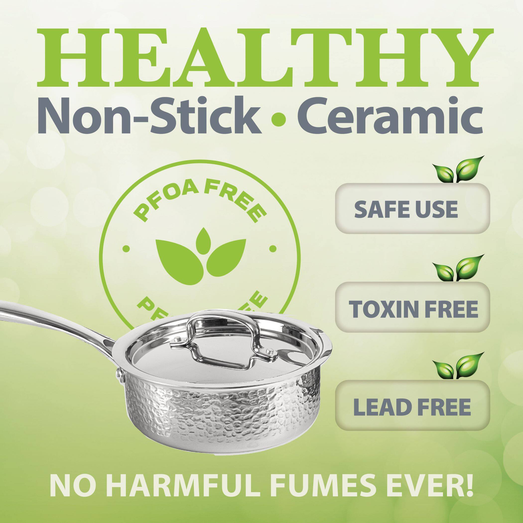 HEALTHY Non-Stick Ceramic PFOA FREE SAFE USE TOXIN FREE LEAD FREE NO HARMFUL FUMES EVER!
