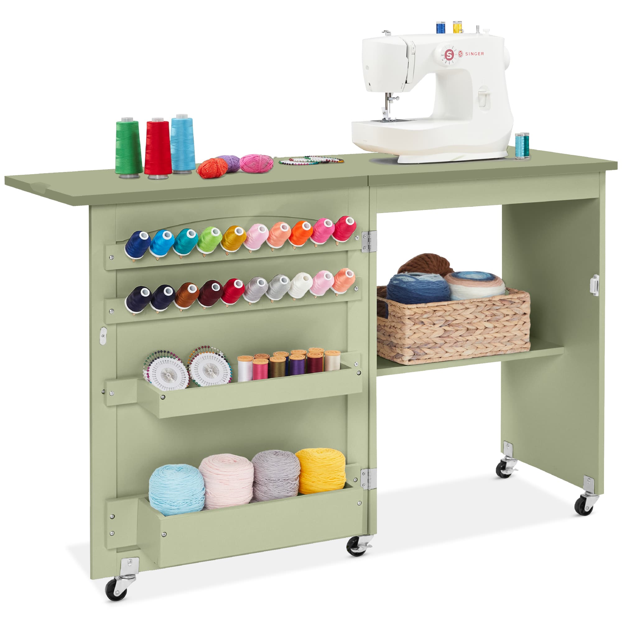 Best Choice Products - Sewing Machine Table & Desk w/ Craft Storage and Trays - Light Green price history on PriceWatchPro
