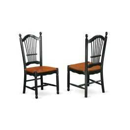 East West Furniture - Dining Chair Black & Cherry - Brown
