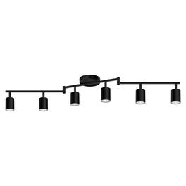 Dazzed Corner - 6-Light LED Track Lighting Kit, Flexible Spotlight with Rotatable Head(GU10 Socket, NO Bulb) - Black
