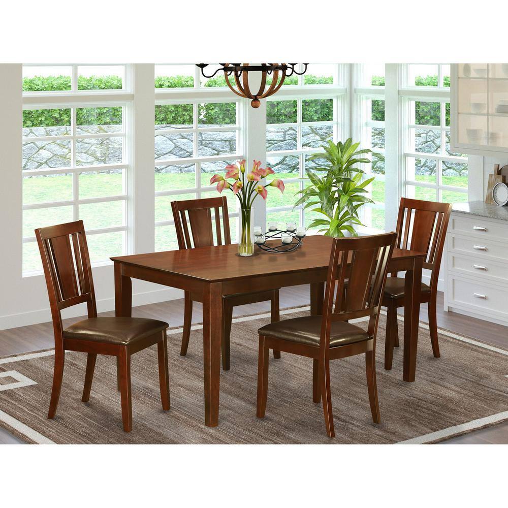 Back. East West Furniture - 5 Pc Dining room set for 4 set-Dining Table and 4 Dining Chairs - Mahogany.