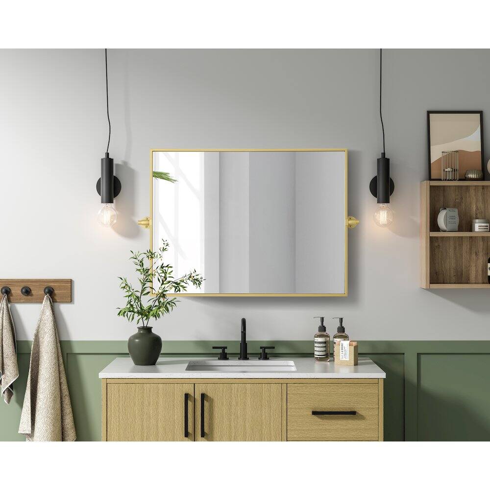 Alt View 10. Elegant Kitchen and Bath - Amoura 24X32 Pivot Mirror In Brass - Brass.