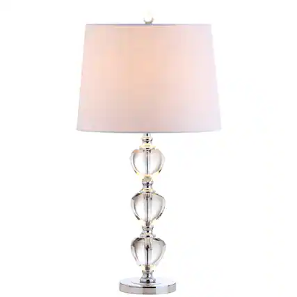 Front. Jonathan Y - Cole 27" Crystal LED Table Lamp, Clear/Chrome - Clear.