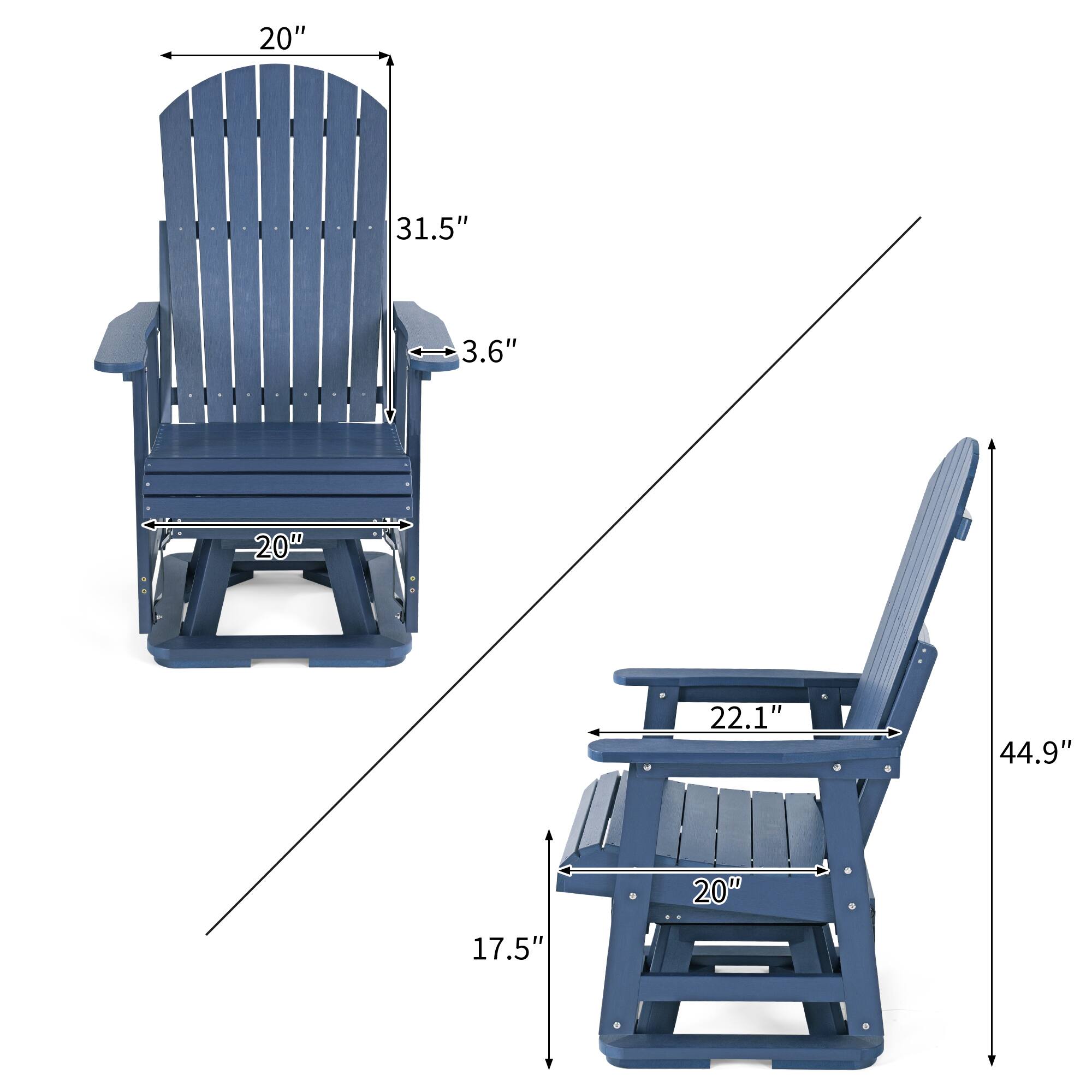 - Height: 31.5"
- Width: 20"
- Depth: 3.6"
- Seat Height: 17.5"
- Seat Width: 20"
- Armrest Width: 22.1"
- Overall Length: 44.9"