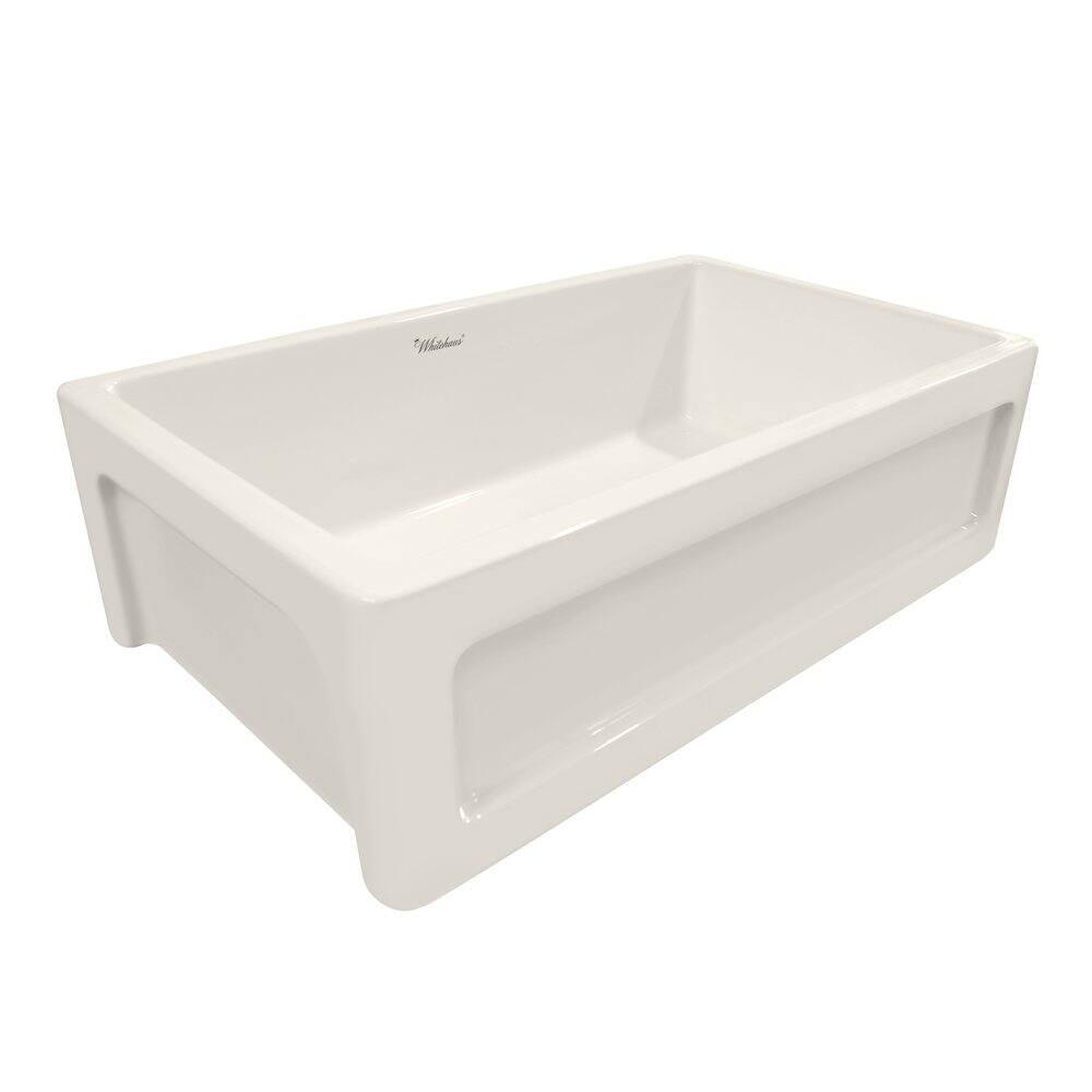 Back. Whitehaus - Shakerhaus 33" Reversible Kitchen Fireclay Sink - Brown.
