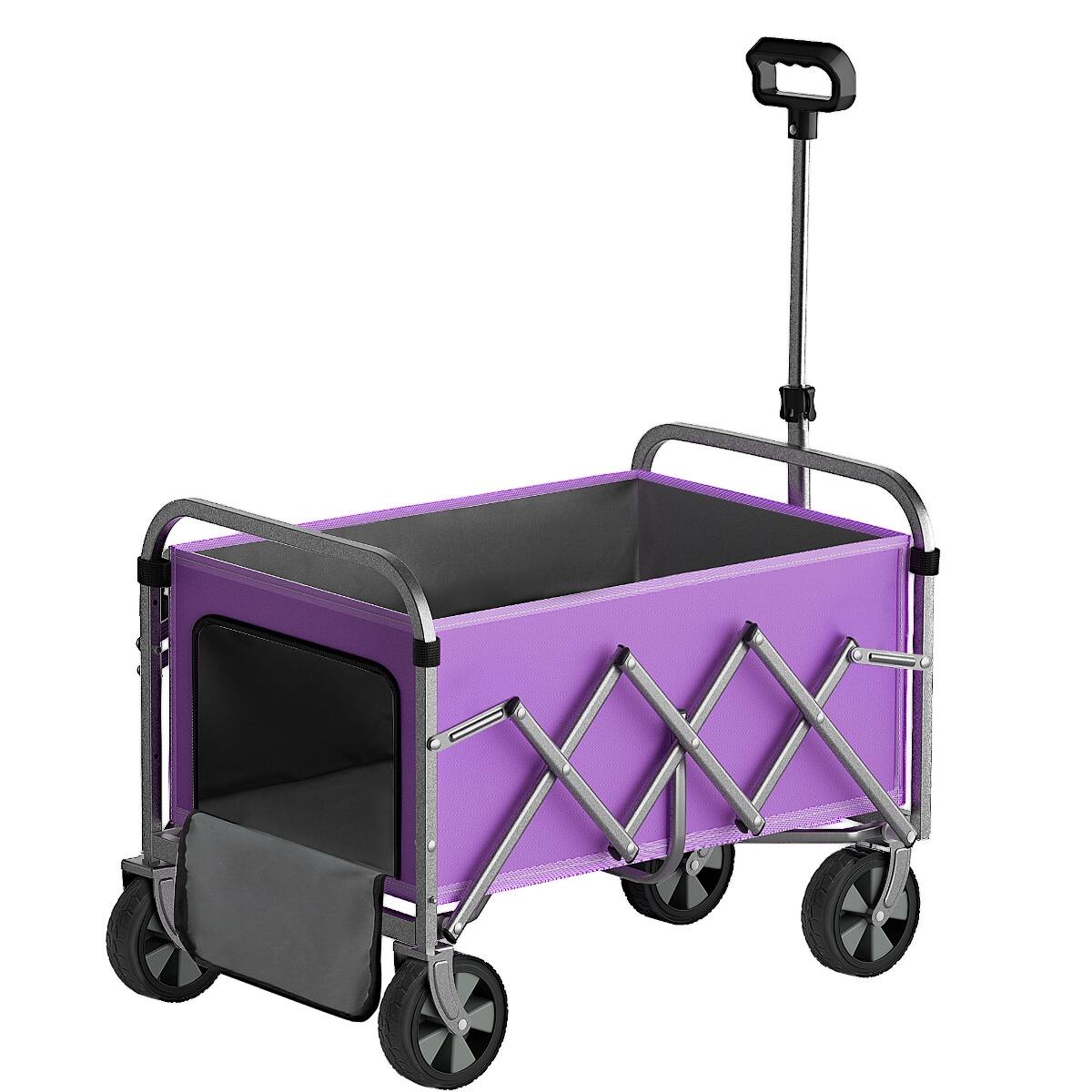 Alt View 7. Loheer - Loheer Heavy Duty Collapsible Wagon with Adjustable Handle and All Terrain Wheels, Purple.