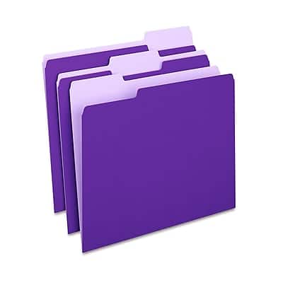 Staples - File Folders, 1/3-Cut Tab, Letter Size, 100/Box - Purple