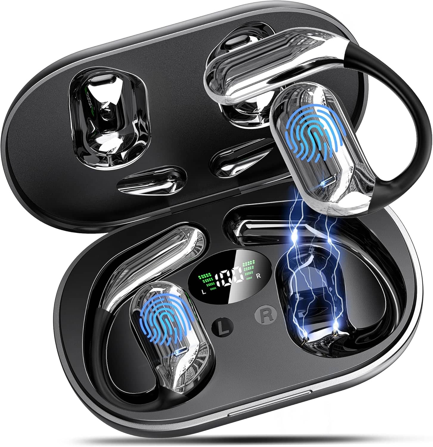 PRIMEPLUS - Q16 Open Ear Bluetooth 6.1 Earbuds, 80Hrs Playtime IPX7 Wireless Running Headphones - Black price history on PriceWatchPro