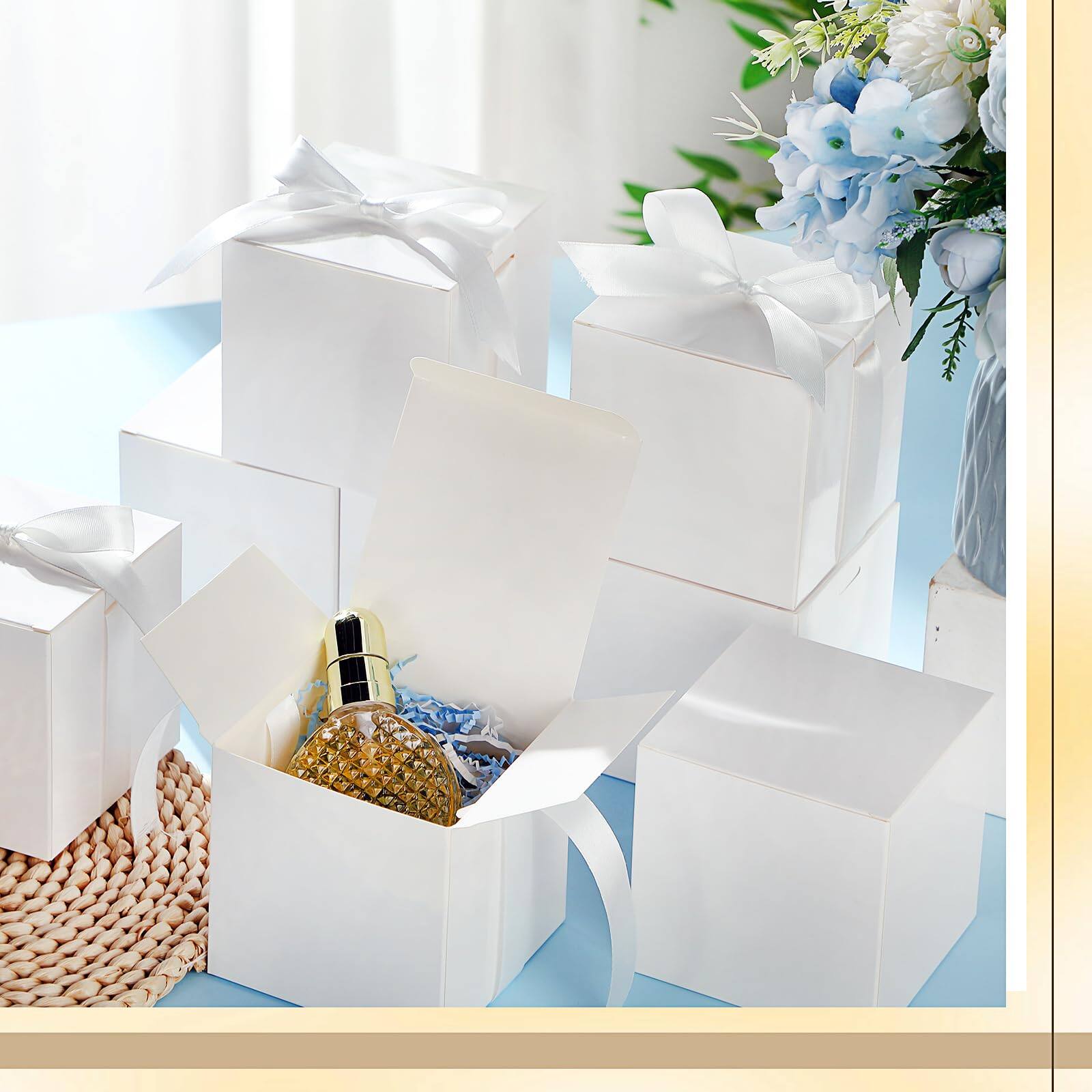 Alt View 4. Paradigms Interiors - 48 Wedding Gift Boxes With Ribbon Small Party Favor Lids Mini Candy Container For Wrapping Ornaments Holida... - Macaron-1 Count (Pack of 48).