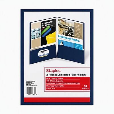 Work smarter not harder.  
Reaching new heights.  
DURRANT  
Staples. 2-Pocket Laminated Paper Folders Blue Glossy Finish 100-Sheets Capacity Reinforced Edges for Longer Lasting Use Business Card Holder 10 Letter Size Folders