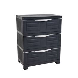 Sunnydaze - Heavy-Duty Plastic 3-Drawer Storage Cabinet - Charcoal
