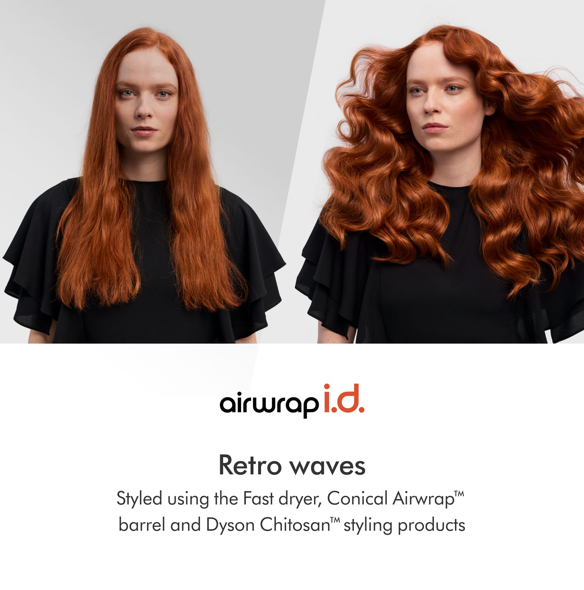 airwrap i.d. Retro waves Styled using the Fast dryer, Conical Airwrap, barrel and Dyson Chitosan styling products.