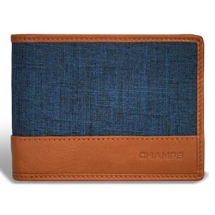 Front. Champs - Denim Collection Leather Top Wing Wallet - TanBlue.