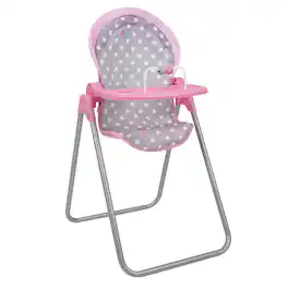 509 Crew - Cotton Candy Pink Foodie Doll Highchair in Grey Polka Dots Fits Dolls Up to 21"