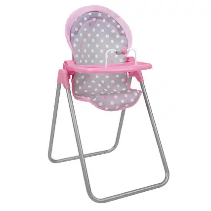 Front. 509 Crew - 509 Crew - Cotton Candy Pink Foodie Doll Highchair in Grey Polka Dots Fits Dolls Up to 21".