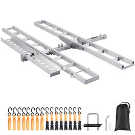 VEVOR - Motorcycle Carrier, 2-Bike 600 LBS Aluminum Motorcycle Carrier Hitch Mount, Loading Ramp, Scooter Dirt Bike Trailer - Silver