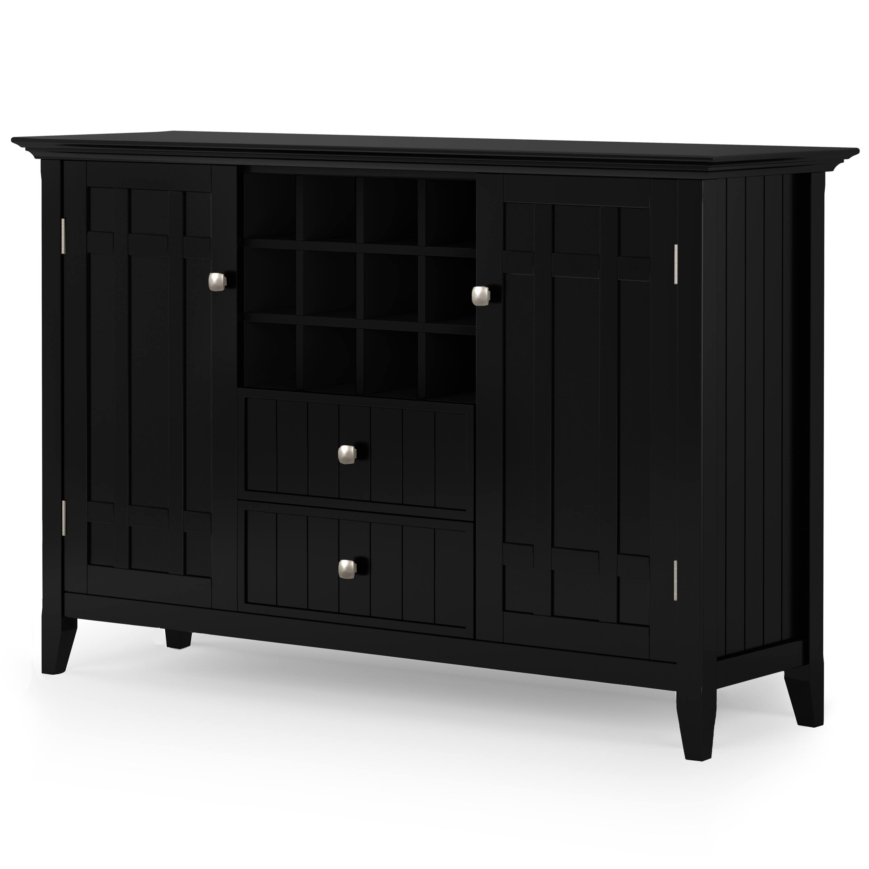 Angle. Simpli Home - Bedford Sideboard Buffet and Wine Rack - Black.