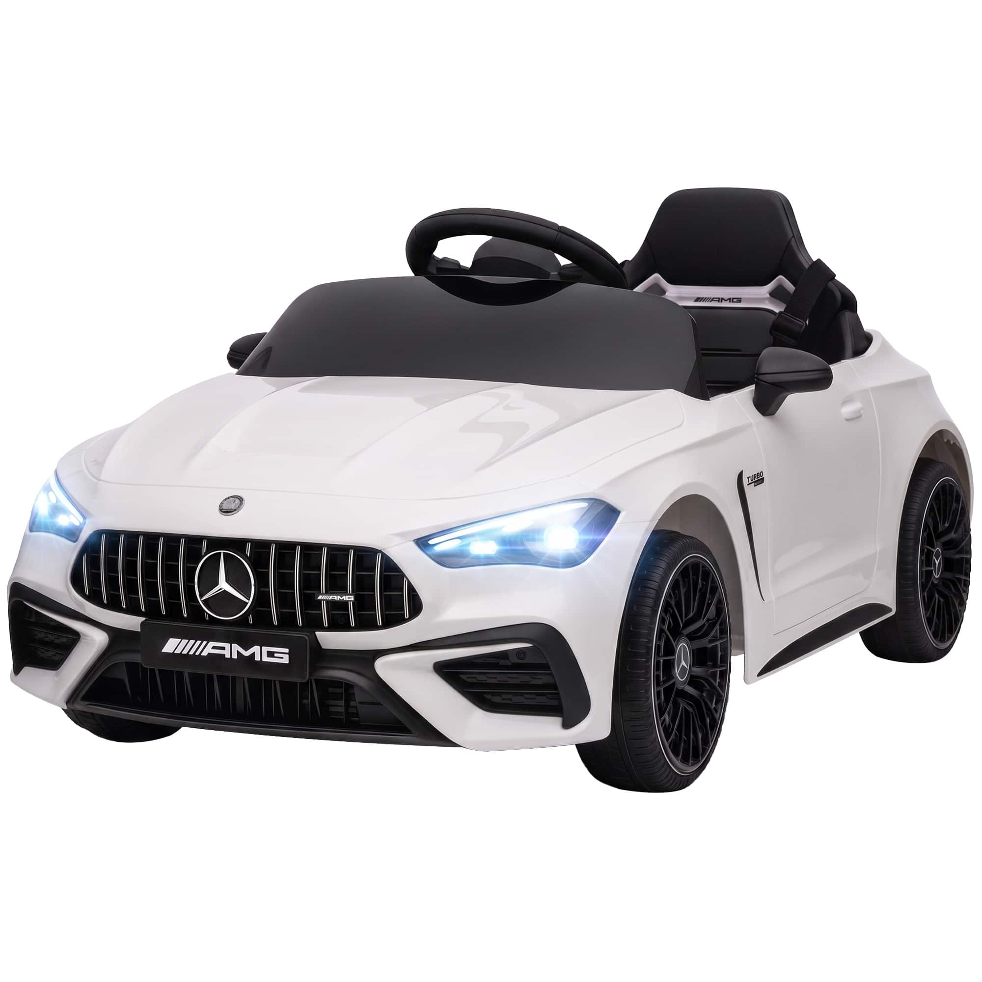 Qaba - Electric Car for Kids Licensed Mercedes AMG CLE 53 with Remote, Suspension, Lights - White