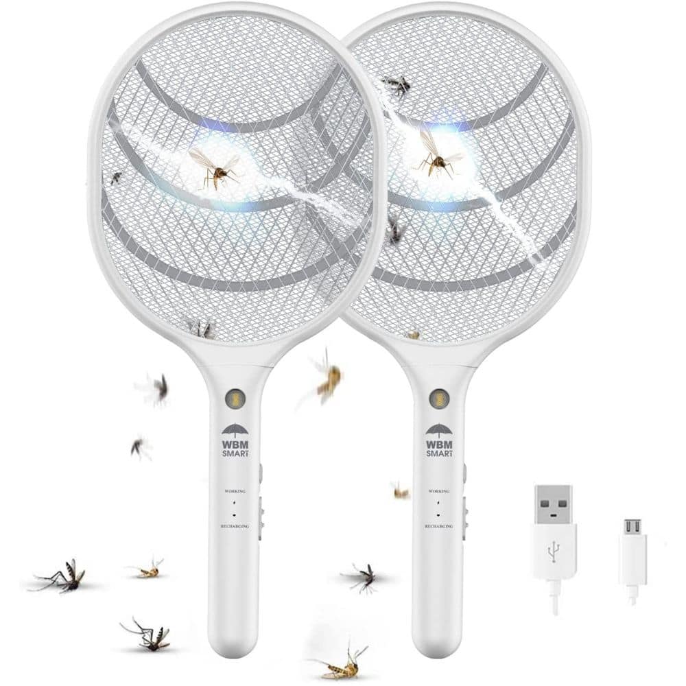 Electric Fly Swatter Racket, Rechargeable Bug Zapper, Medium-2pk
