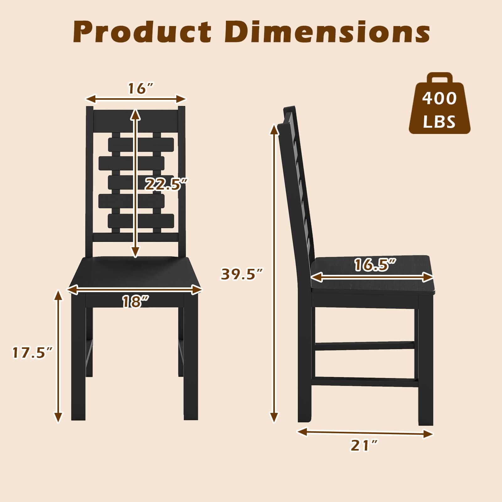 Product Dimensions

- 16" (width)
- 22.5" (height)
- 18" (seat width)
- 17.5" (leg height)
- 39.5" (overall height)
- 16.5" (seat depth)
- 21" (overall width)

400 LBS