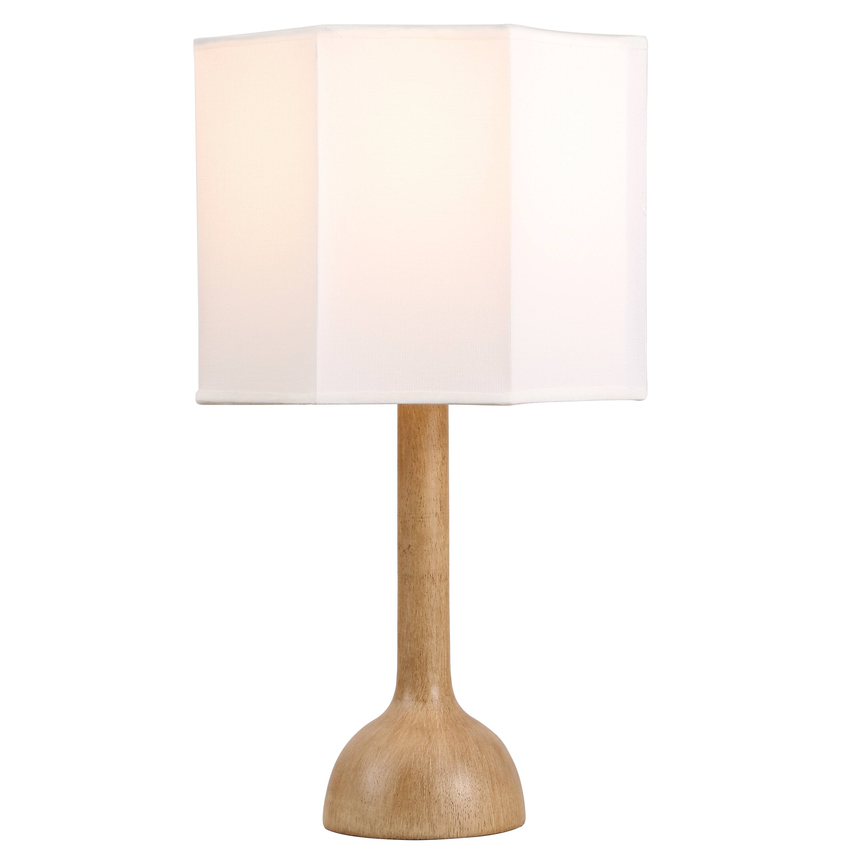 Front. Jonathan Y - Lisbet 21 in. Mid-Century Modern Tubular Gourd Resin LED Table Lamp with Octagonal Shade, Light Brown Wood Finish - Light Brown Wood Finish.