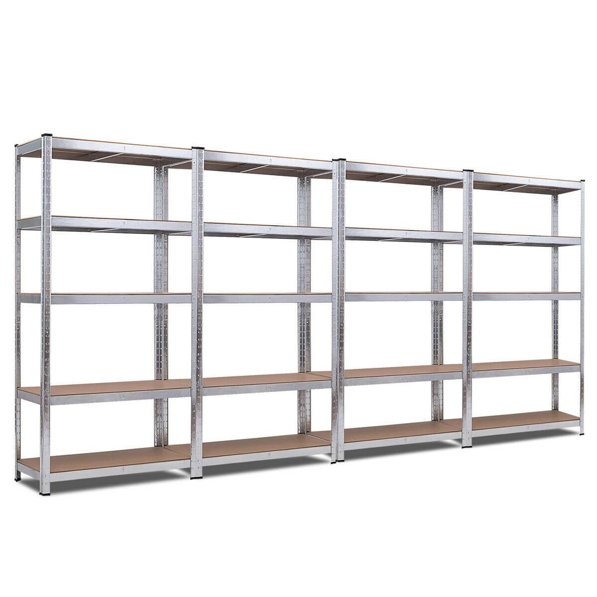 Costway - 4 PCS 72-Inch 5-Tier Storage Rack Adjustable Garage Shelf Shelving Unit - Silver