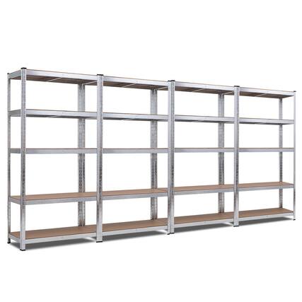 Front. Costway - Costway 4 PCS 72-Inch 5-Tier Storage Rack Adjustable Garage Shelf Shelving Unit - Silver.
