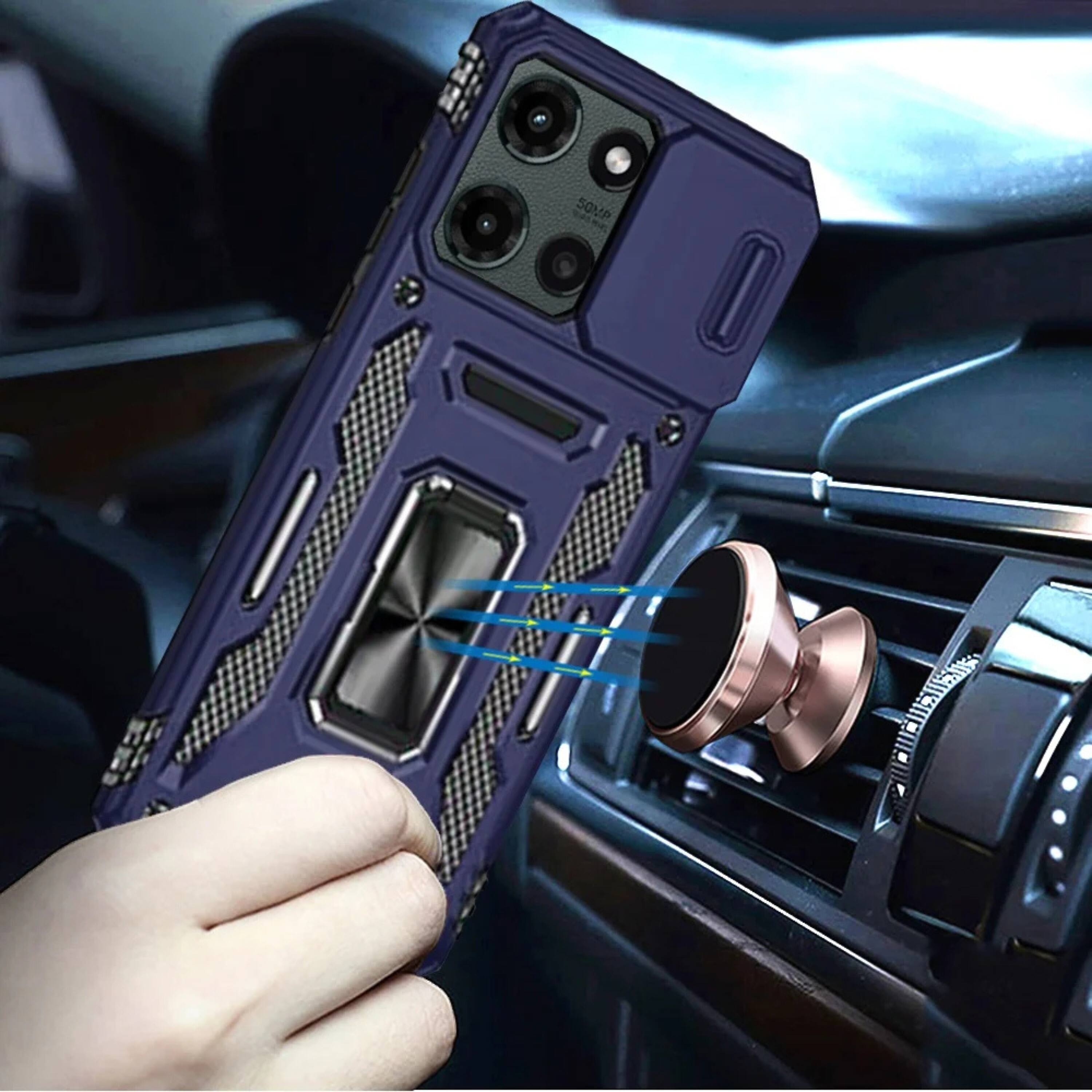 Angle. Kitcheniva - Shockproof Ring Stand Case For Moto G Stylus 2025 2026 With Sliding Camera Lens Cover Purple - Purple.