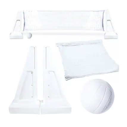 Front. Swimline - Swimline Inground Swimmng Pool 34 Inch Wide Volleyball Net and Ball Game Set - White.