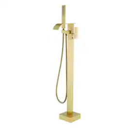 Boyel Living - Bathtub Faucet Dual Function 360 Degrees Rotatable 1.5m SUS304 Hose Independent Handles - Brushed Gold