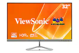 ViewSonic - Refurbished Excellent - 4K UHD VX3276-4K-MHD 32" Frameless Monitor, HDR10 HDMI, DP (CR) - Silver