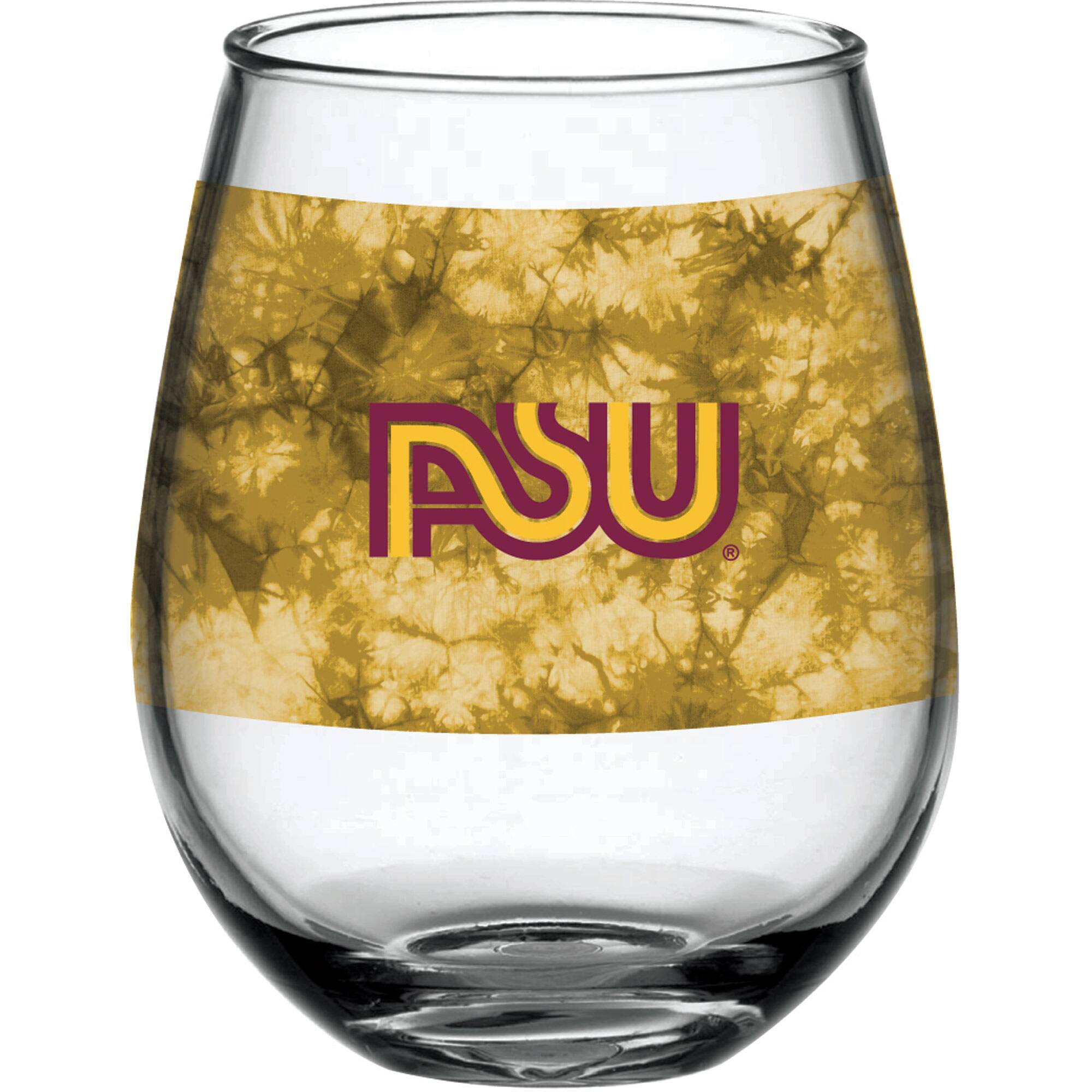 Alt View 1. Indigo Falls - Arizona State Sun Devils 15oz. Vintage Tie-Dye Stemless Wine Glass - Multicolor.