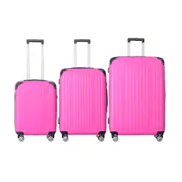 Bestier - 3-Piece ABS Hardshell Luggage Set (20”/24”/26”) with Spinner Wheels, TSA Lock & Telescopic Handle - Barbie Pink