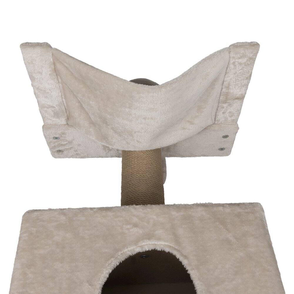 Back. TRIXIE - Dayna Jute & Plush 5-Level 60" Wall Mount Cat Tree w-Scratching Post & Condo - Light Gray-Greige.