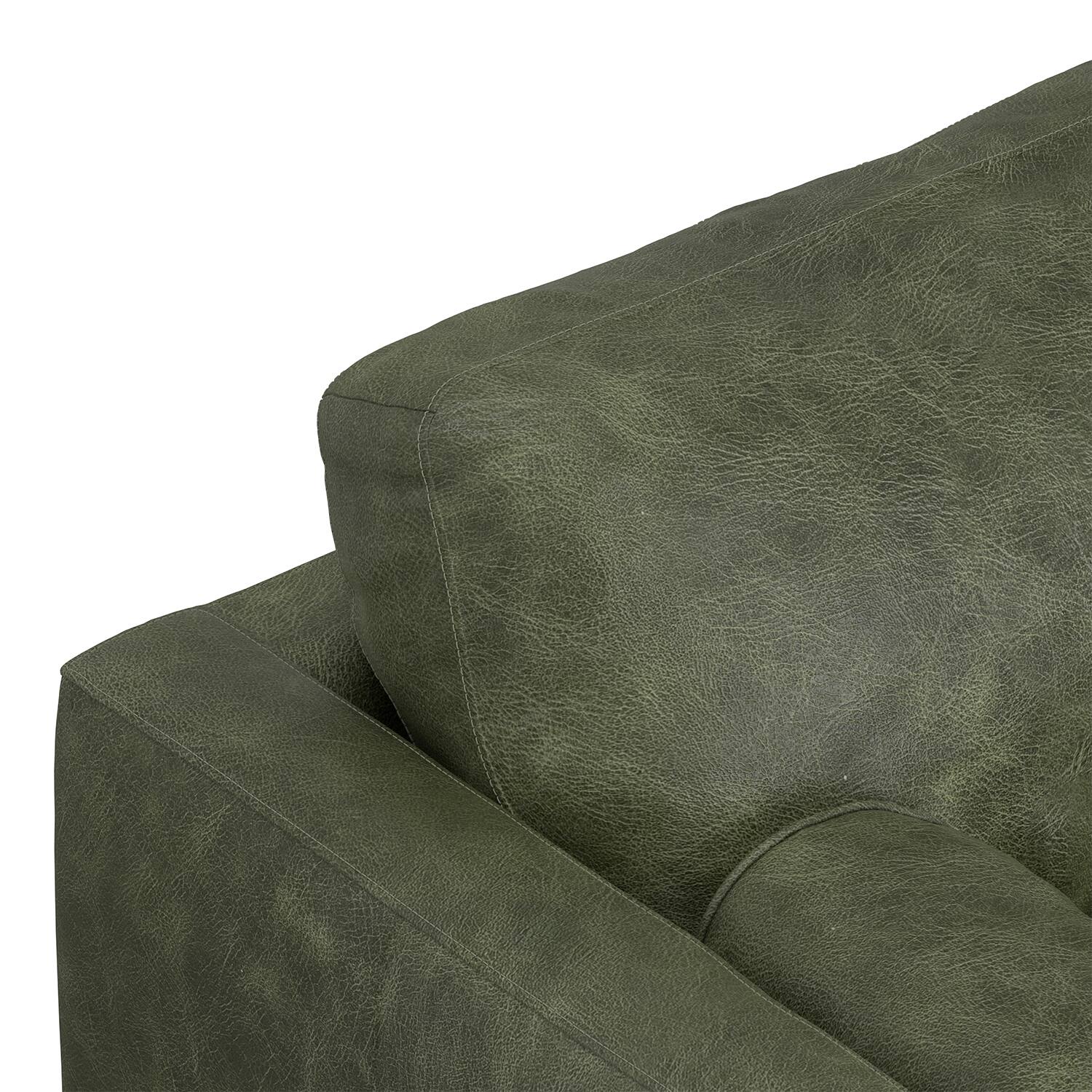 Alt View 5. Simpli Home - Morrison 89 inch Wide Mid-Century Modern Sofa in Moss Green Genuine Leather - Moss Green.