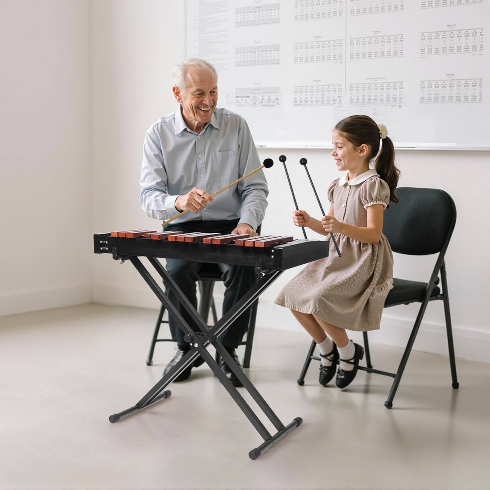 Alt View 1. Glintex - Glockenspiel Xylophone 32 Notes with Adjustable Stand 4 Mallets Bag Professional Percussion Instrument for Beginners.