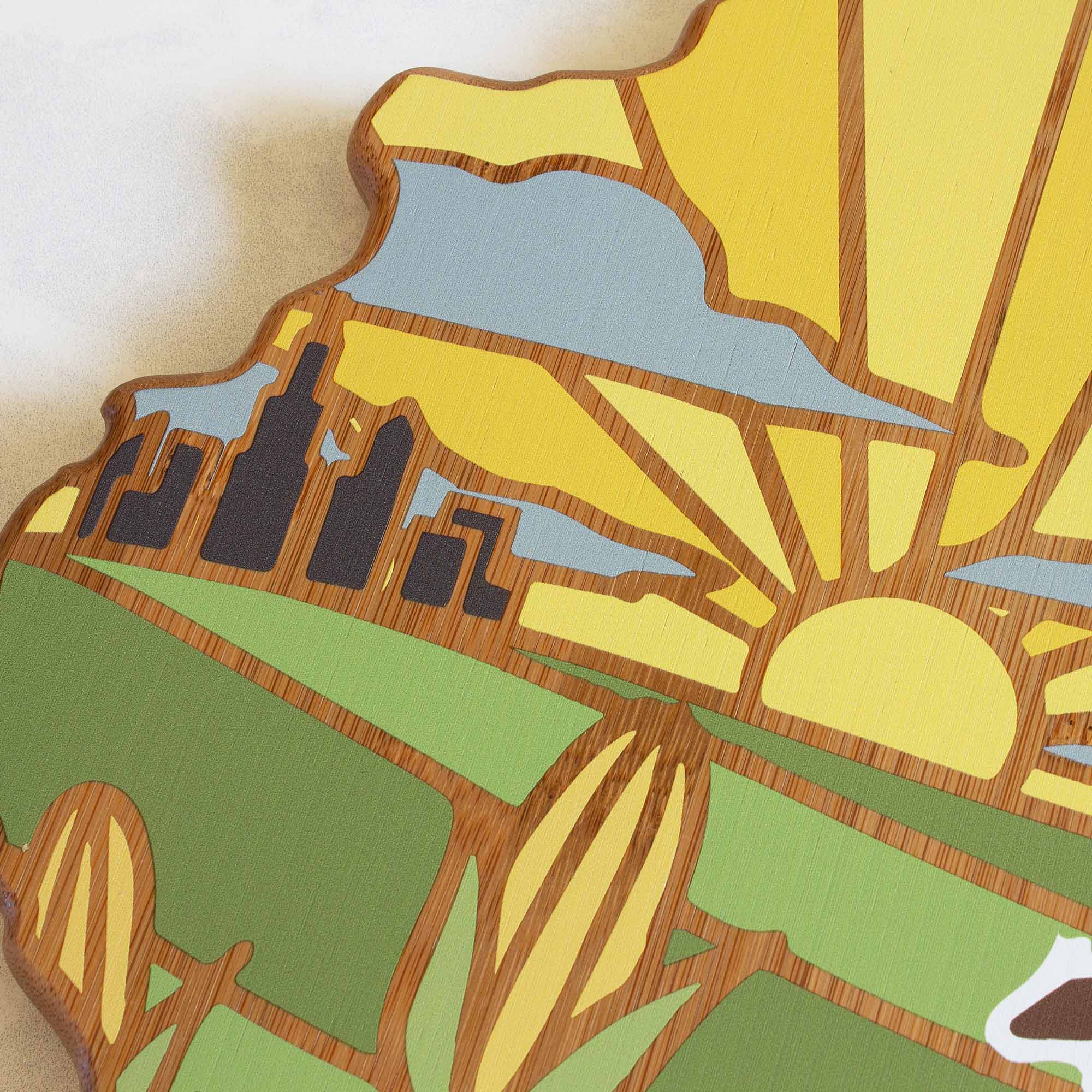 Alt View 1. Totally Bamboo - Illinois Cutting Board with Artwork by Summer Stokes.