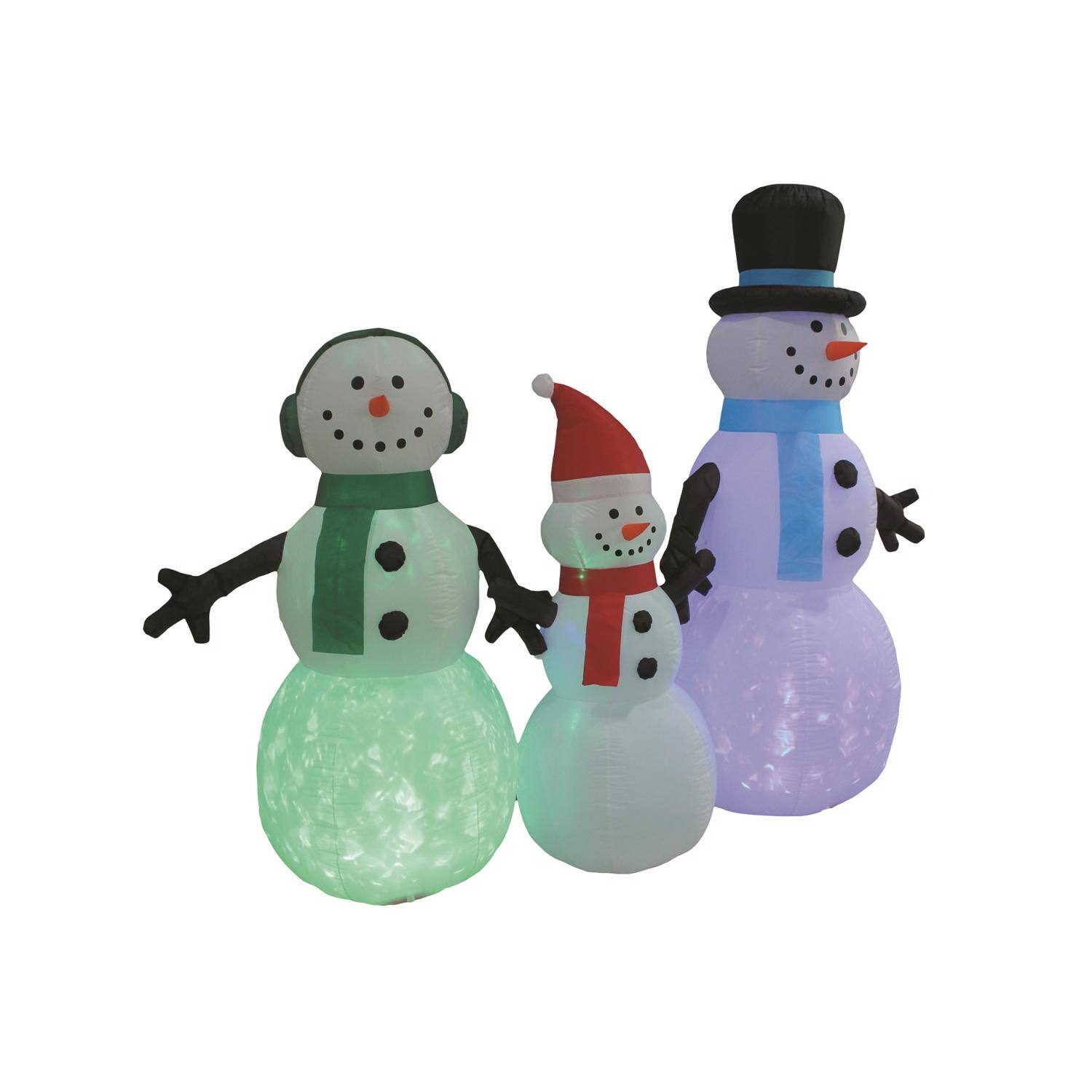 Alt View 1. A Holiday Company - A Holiday Company LED Multi Snowman family 6 ft. Inflatable - Multicolored.