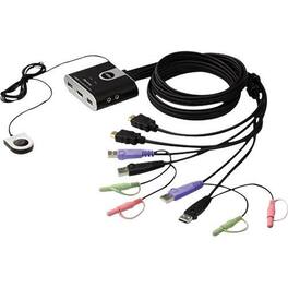 Aten Technology - KVM Switch - 2 Computer(s) - WUXGA - 1920 x 1200 - 6 x USB - 4 x HDMI - Black