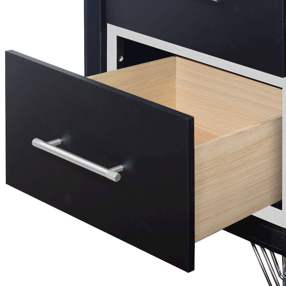 Alt View 2. New Classic Furniture - Ava Rubberwood 2 Drawers Nightstand in Ebony Black - Ebony.