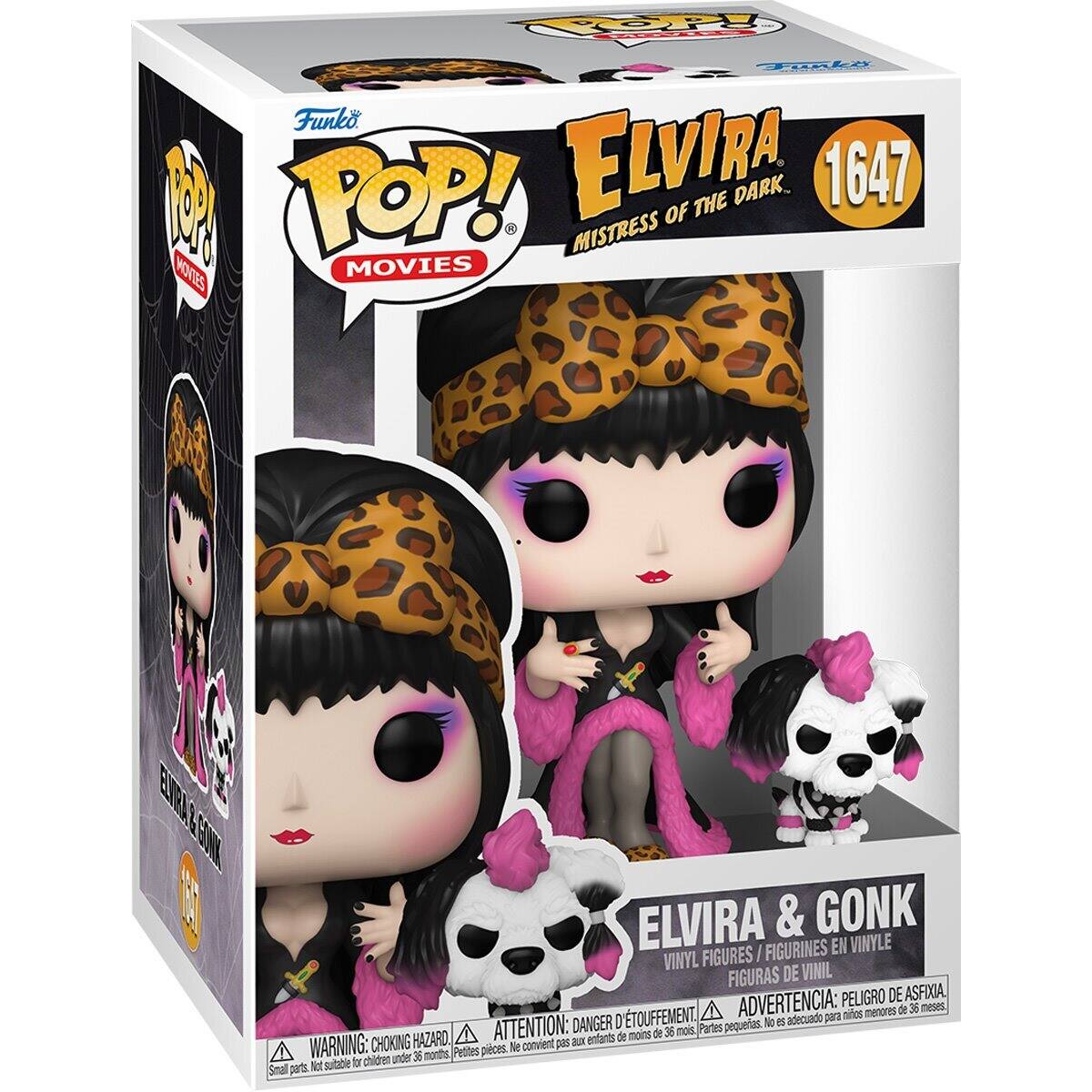 TO COOPp A F Luala Funko M TOP! ELVIRA OF THE DARK 1647 MISTRESS HOVES MOVIES 4 BIA 1 MNE ELVIRA & GONK / FIGURINES EN VINYLE VINYL FIGURES FIGURAS DE VINIL PELIGRO DE ASFIOA D'TOUFFEMENT, ADVERTENCIA: adecuado para nitos menores de 36 meses ATTENTION: DANGER D Partes pequeas. No e moins de 36 mois. HAZARD. Ju entants de WARNING: CHOKING Pettes pieces. le convient  children under 36 months I sultable b Small