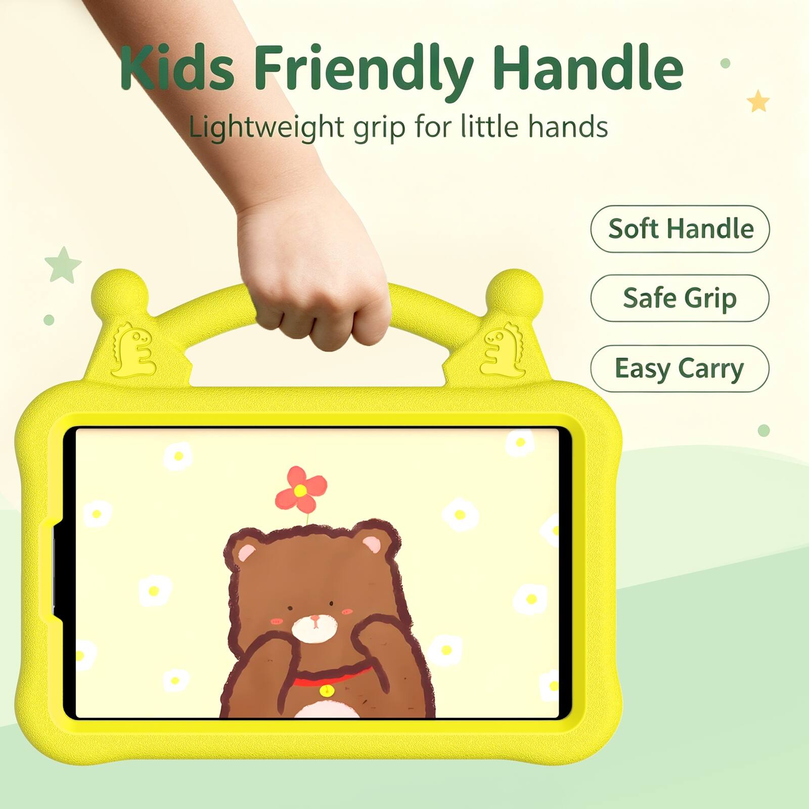 Kids Friendly Handle  
Lightweight grip for little hands  
Soft Handle  
Safe Grip  
Easy Carry
