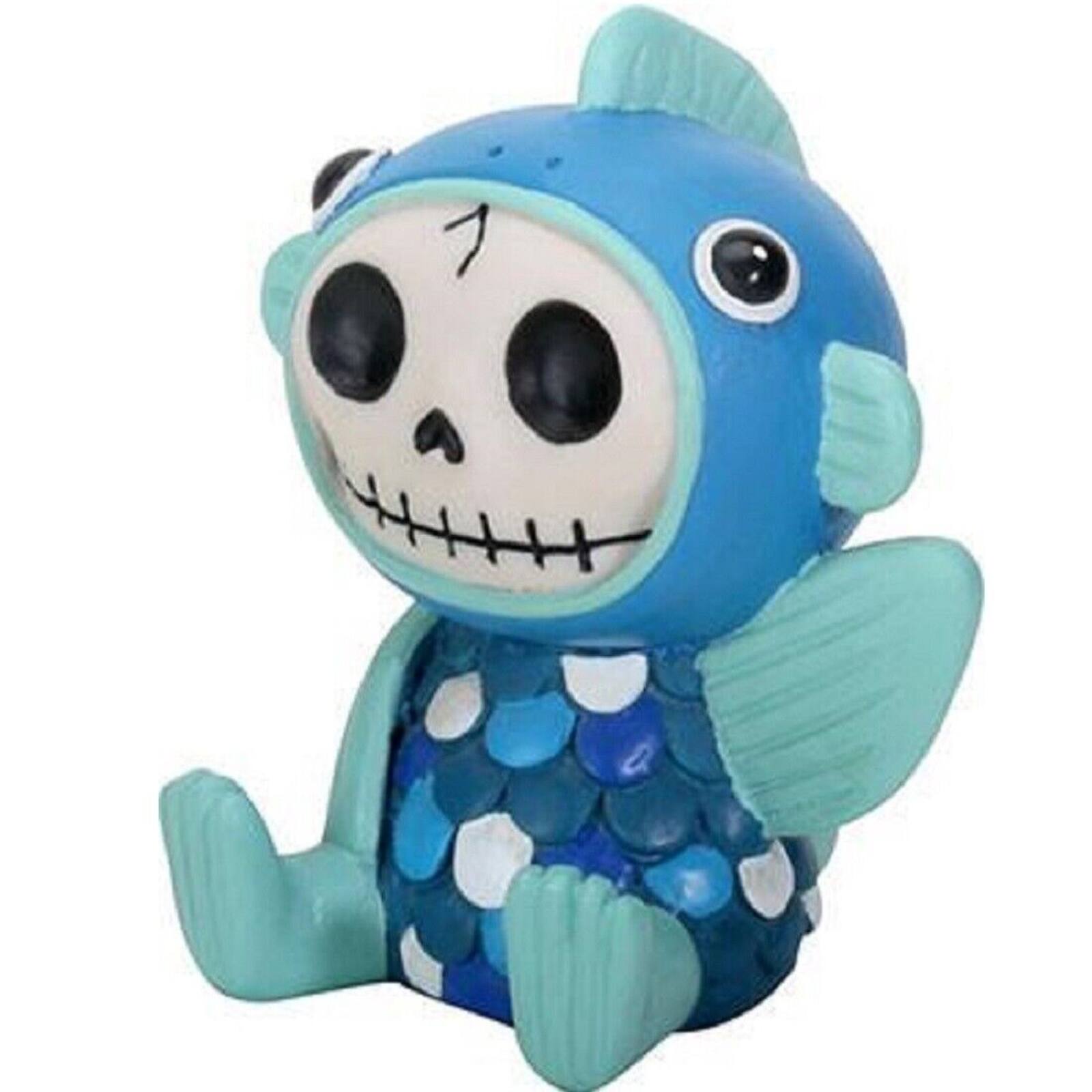 Angle. Pacific Trading - Furrybones Fishgerald Skeleton in Fish Costume Figurine Statuette Decoration - Blue.