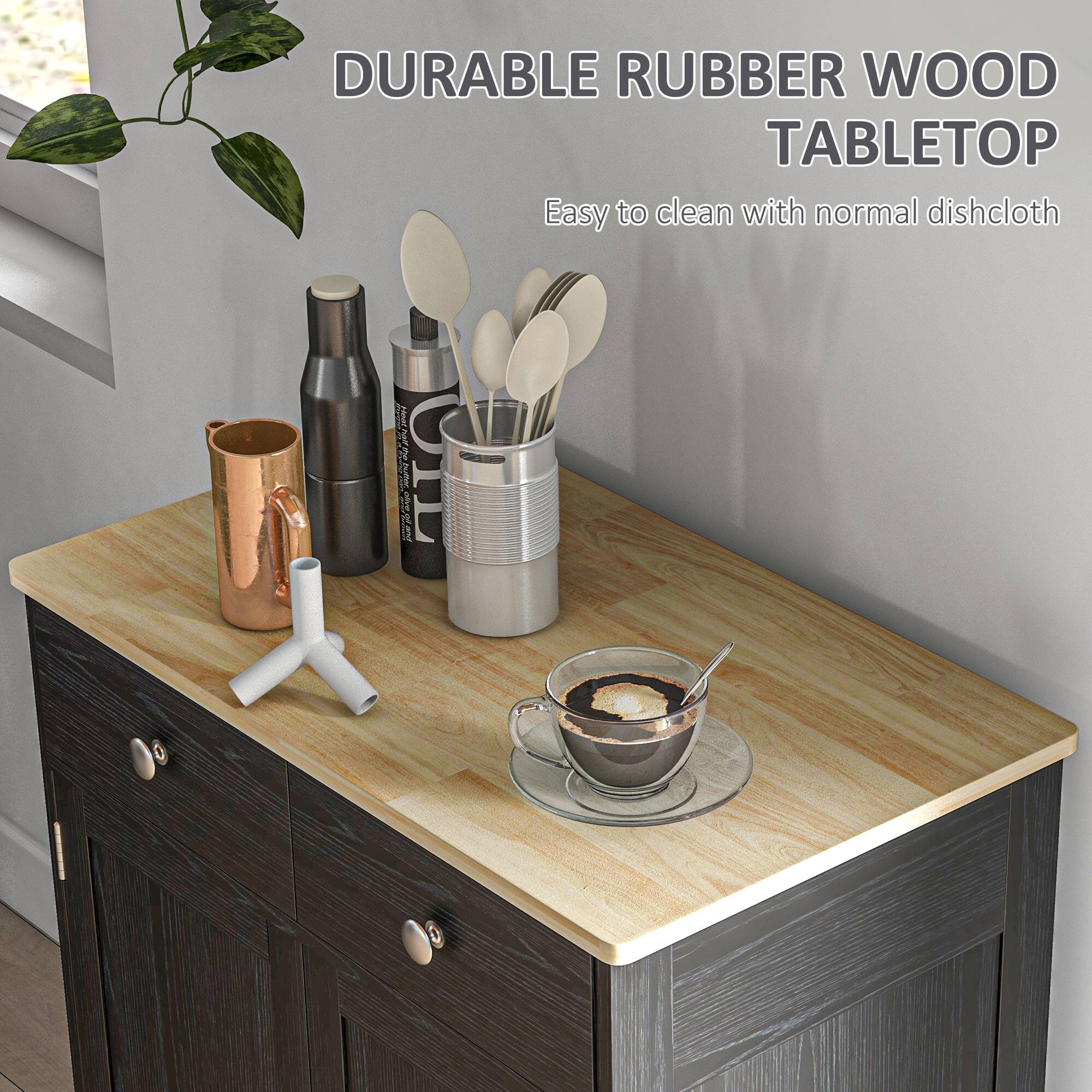 DURABLE RUBBER WOOD TABLETOP

Easy to clean with normal dishcloth