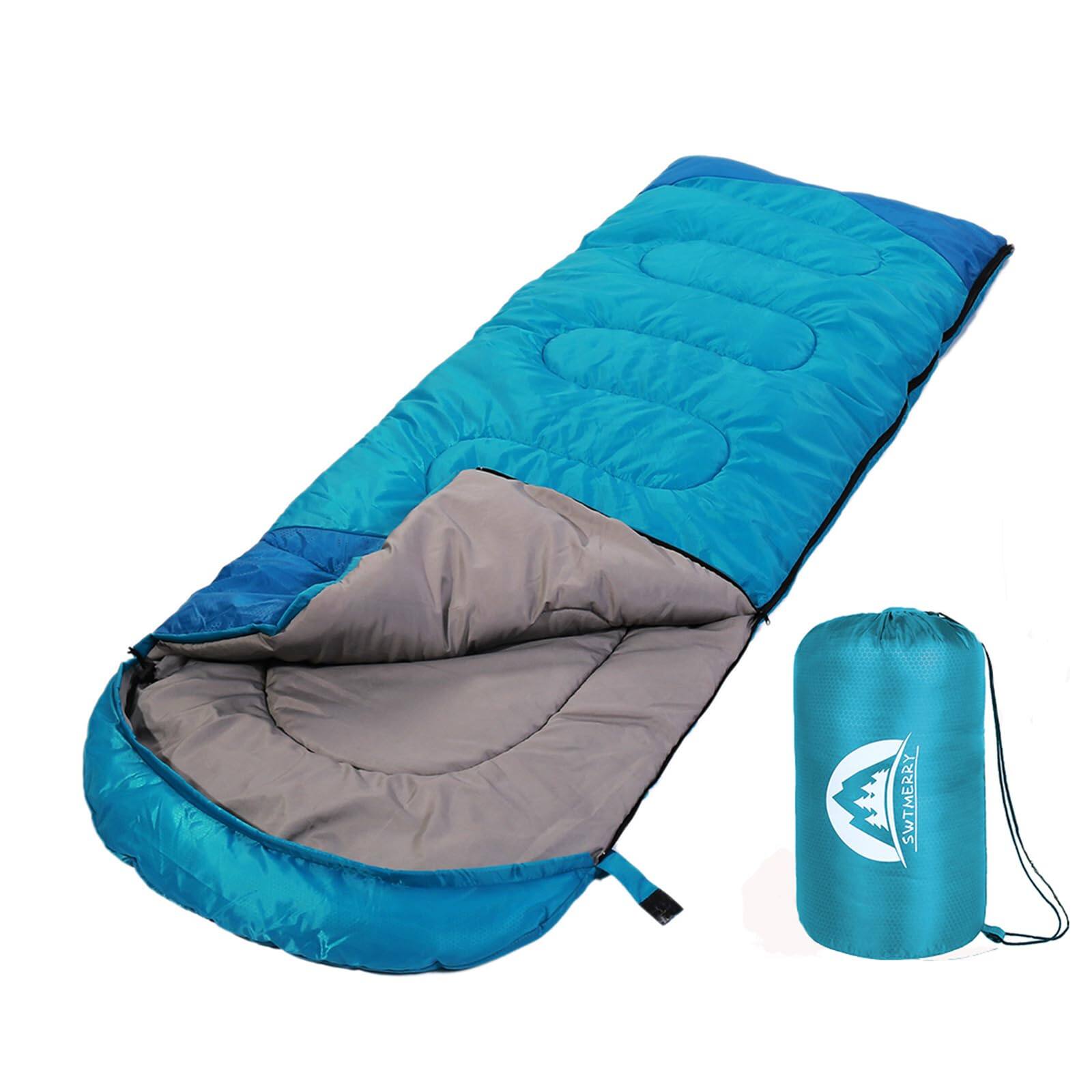 Skar Audio - Sleeping Bag 3 Seasons summer Spring Fall Warm & Cool Weather Lightweight Waterproof Indoor Outdoor - Blue Single