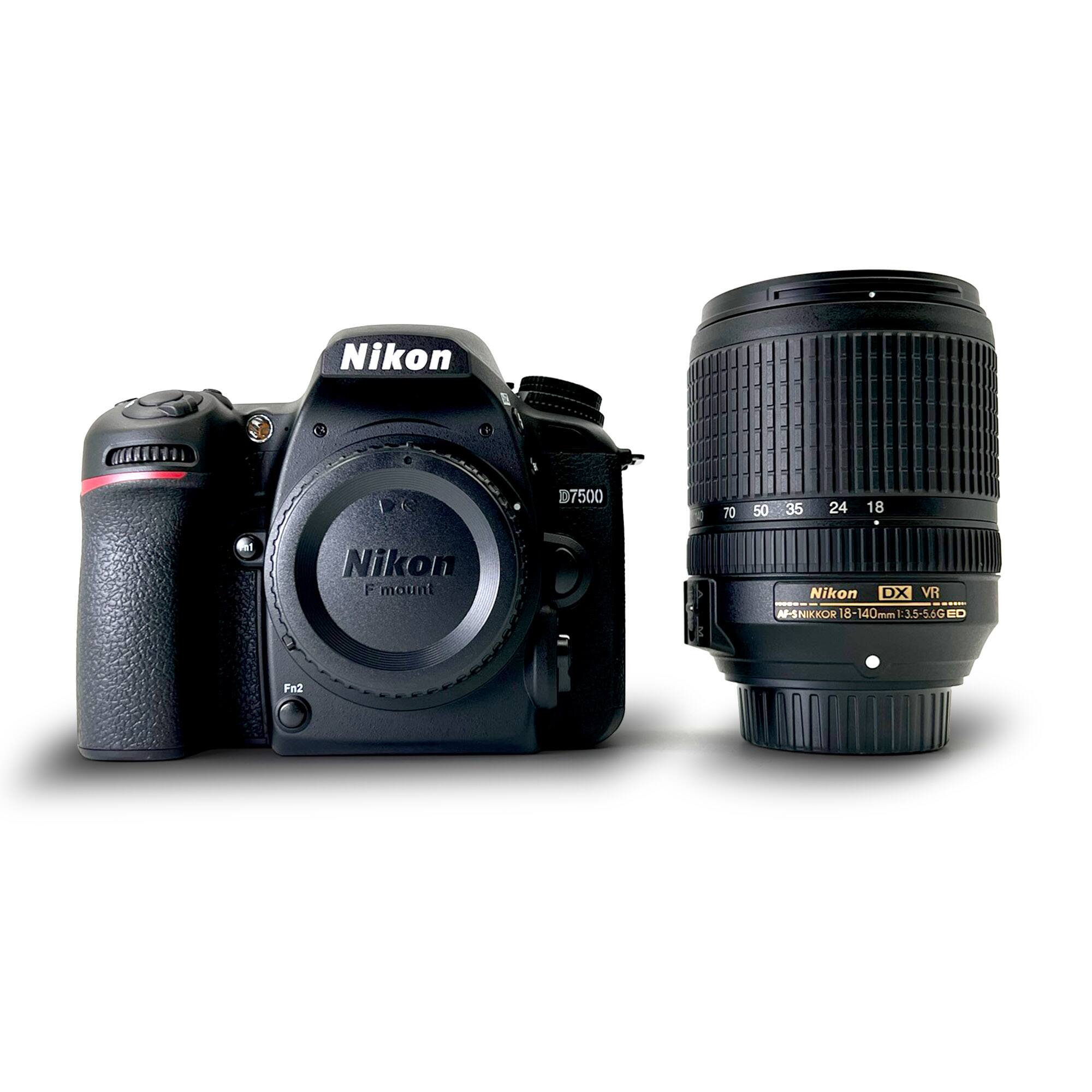 Nikon D7500  
Nikon F mount  
Nikon DX VR  
Nikkor 18-140mm 1:3.5-5.6G ED