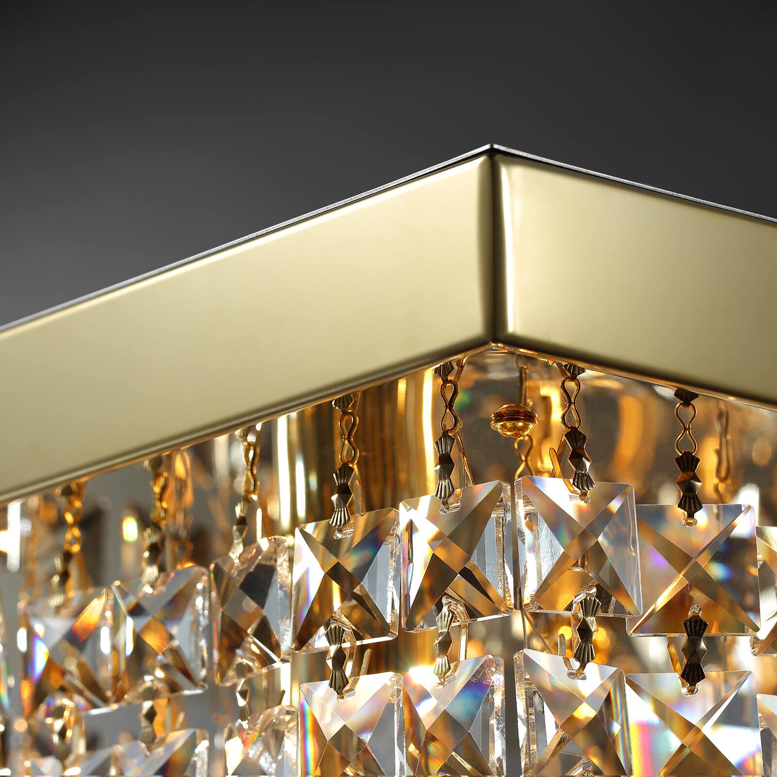 Alt View 6. Siljoy - 47.2-icnh 10-Light Gold K9 Crystal Chandelier, Dimmable E12 Flush Mount for Dining Kitchen Living Room - Gold.